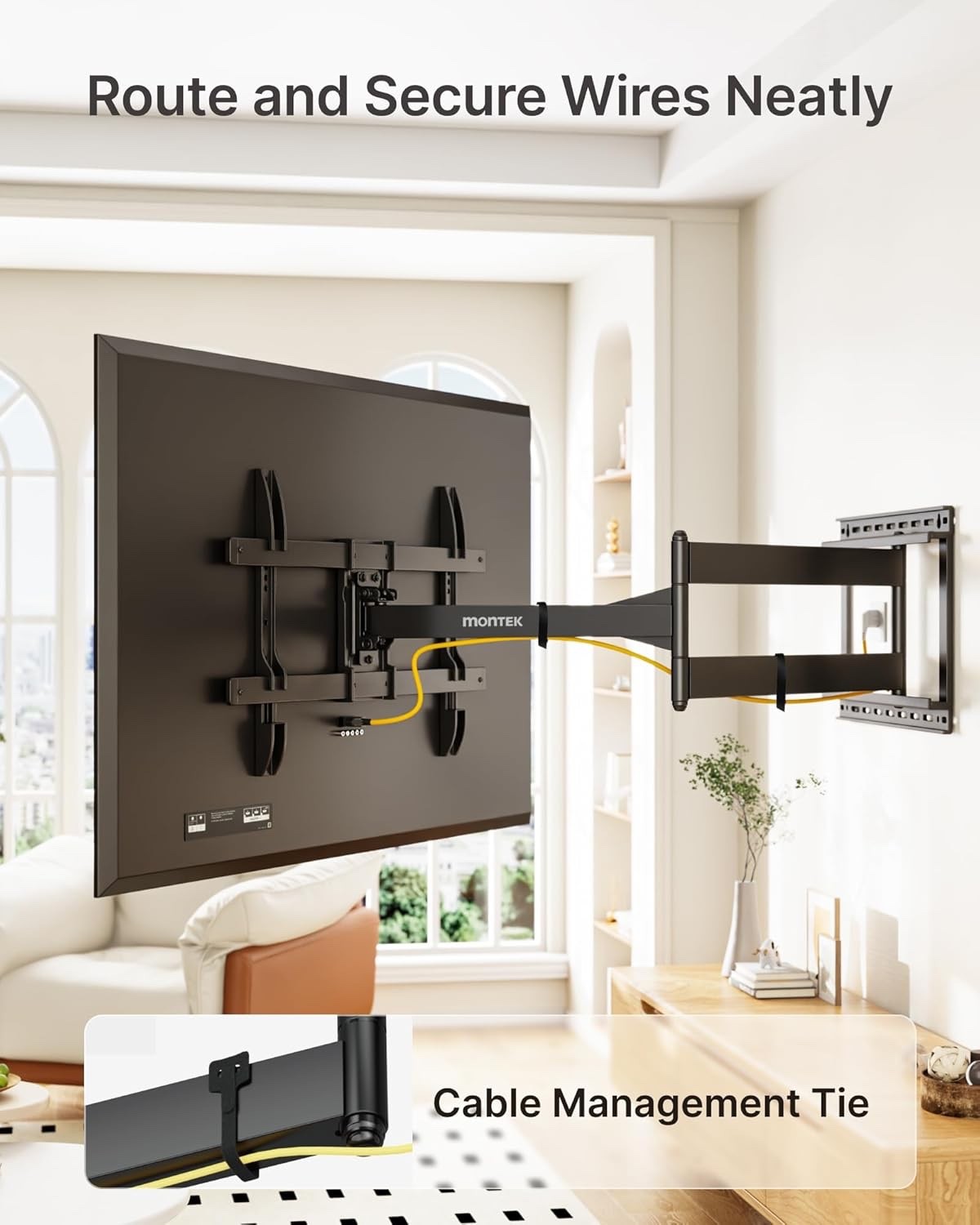 TV Wall Bracket 43-80 Inch Full Motion 1065mm Arm Swivel Tilt 50kg VESA 600x400