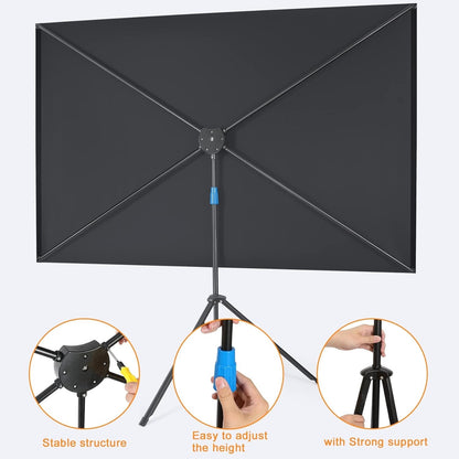 80in 4K Fiberglass Projector Screen with Tripod 16:9 HD Outdoor Portable