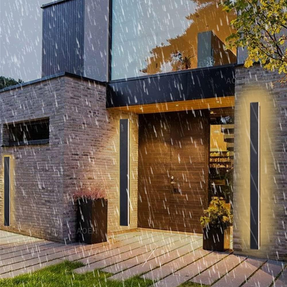 LED Wall Light Outdoor Black 125cm 45W IP65 Waterproof 3000K Warm Aluminium Lamp