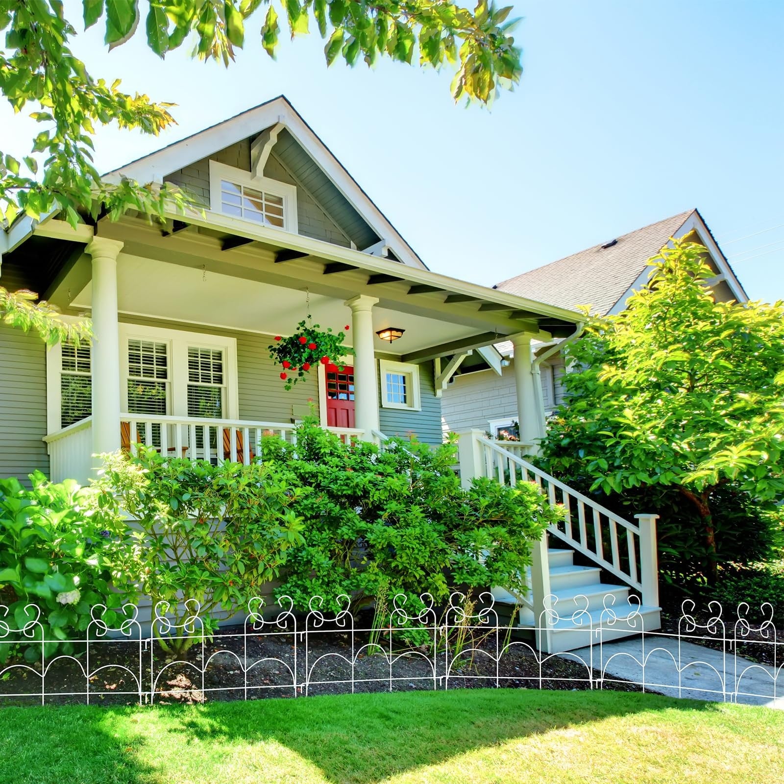 ARIFARO 5.5m Metal Garden Edging Fence 10 Pack Rustproof Border 33cm High