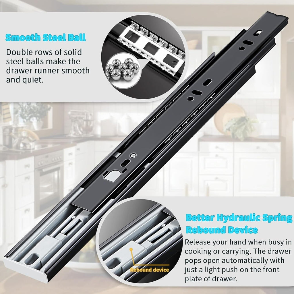 YENUO Push to Open Drawer Runners Full Extension 600mm