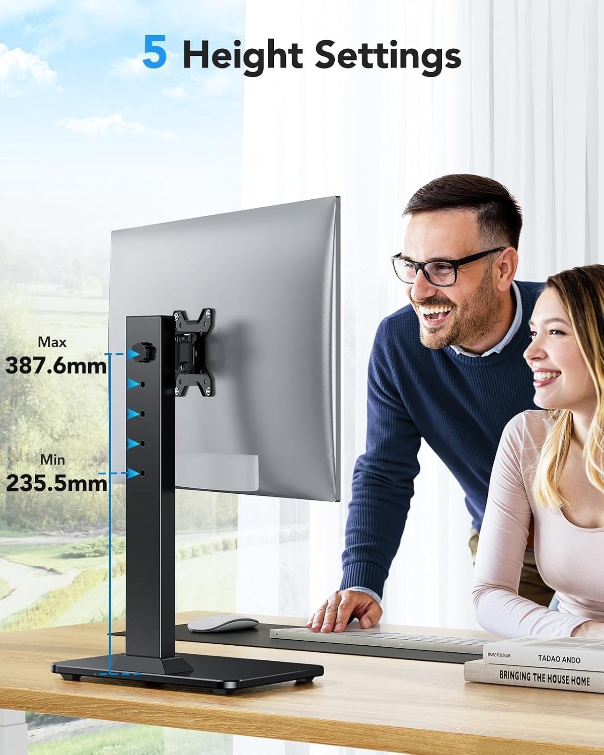 Monitor Stand Desk Mount Freestanding 13-34in VESA 75x75 100x100 20kg Black