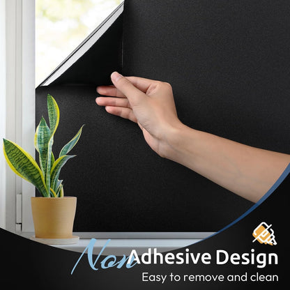 Window Film Blackout Privacy 75x400cm Black Static Cling UV Sun Heat Blocking