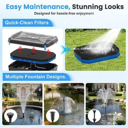 Pond Filter Pump Fountain Kit 4600L/H 42W UV Clarifier 3 Nozzles Garden Fish UK
