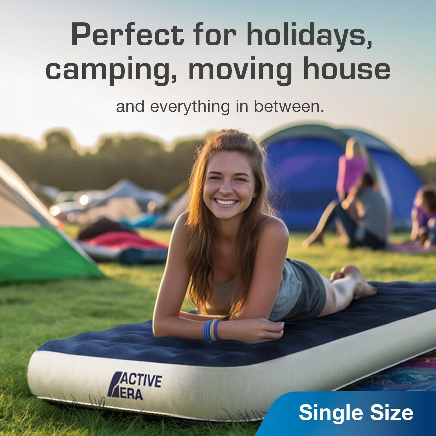 Active Era Luxury Camping Air Bed with USB Rechargeable Pump Single Size