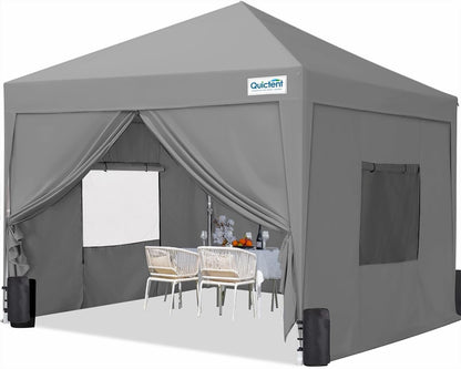 3x3m Pop Up Gazebo Tent Waterproof Mesh Sides Adjustable Height Grey Garden