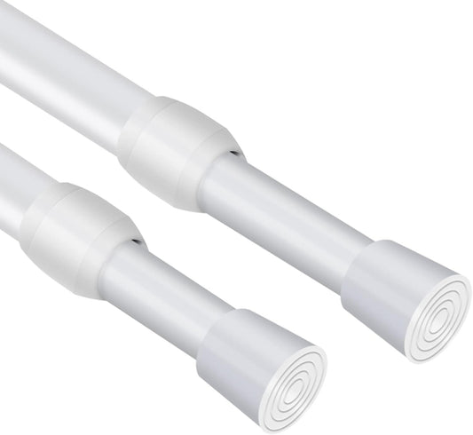 2 Pack 135-250cm Tension Curtain Rods Extendable No Drill Window Pole White