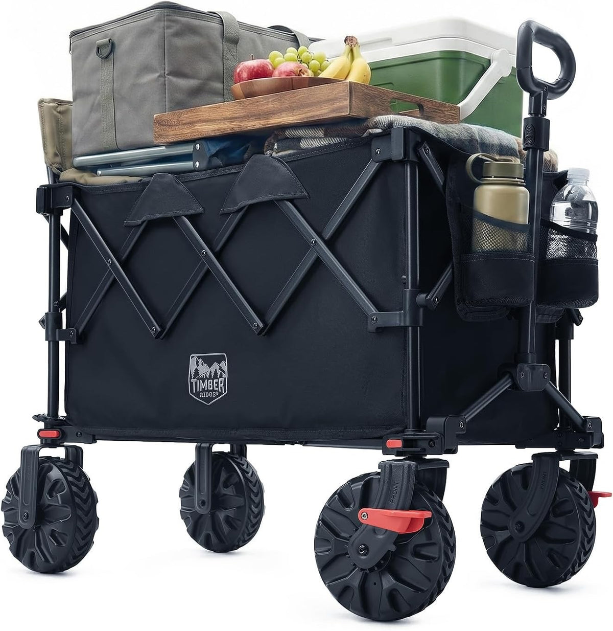 Folding Camping Trolley Cart 250L 150kg Heavy Duty 4 Wheel All Terrain Brakes