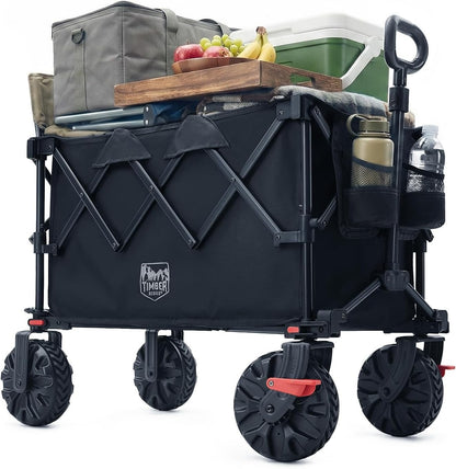 Folding Camping Trolley Cart 250L 150kg Heavy Duty 4 Wheel All Terrain Brakes