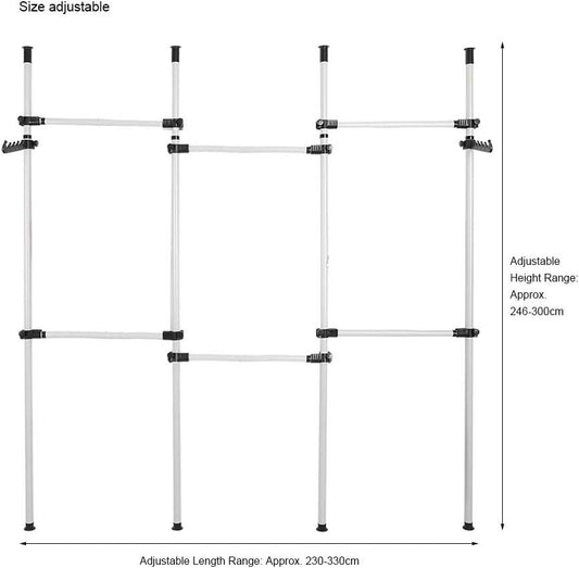 Heavy Duty Clothes Rack 4 Pole 6 Rail Garment Wardrobe Adjustable Steel 60kg