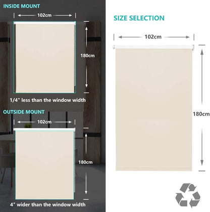Blackout Roller Blind Waterproof Thermal Window Shade Cream