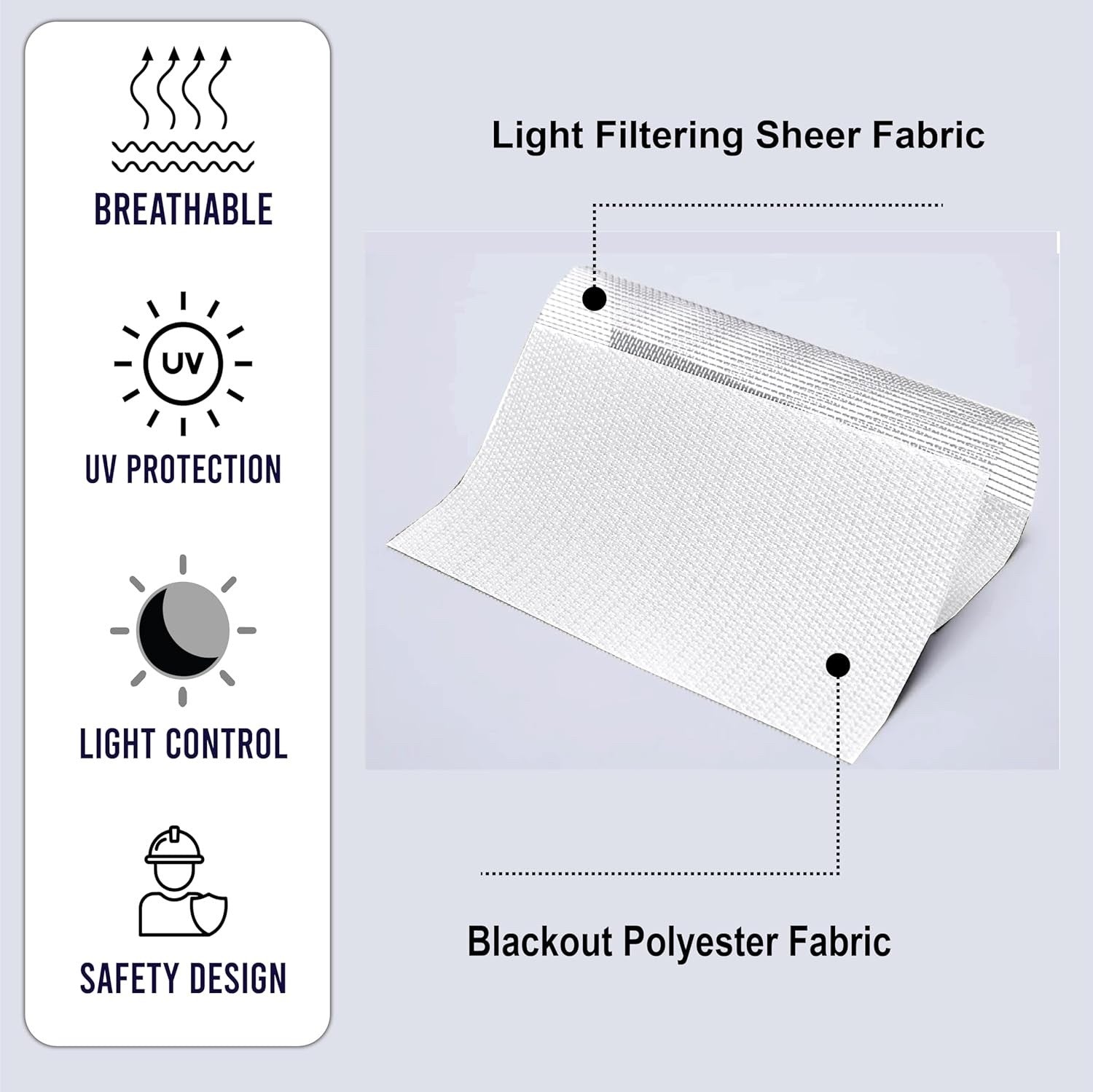 Zebra Roller Blinds Dual Layer No Drill Blackout Day Night 124x165cm White