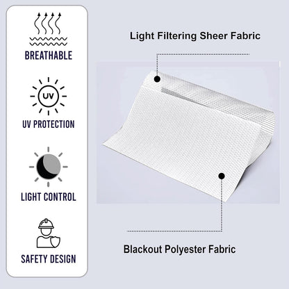 Zebra Roller Blinds Dual Layer No Drill Blackout Day Night 124x165cm White