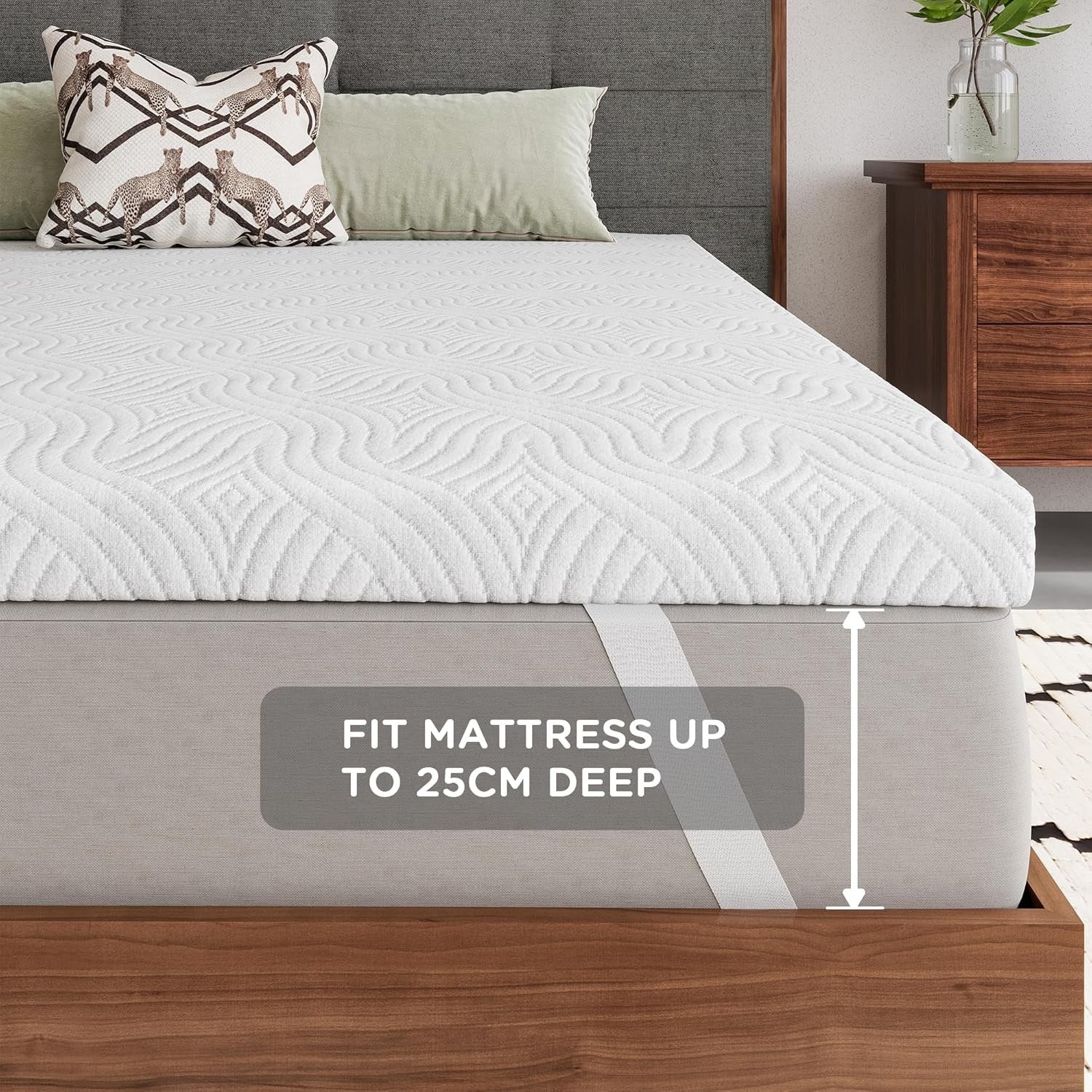 Memory Foam Mattress Topper Super King 5cm Anti Slip Washable Cover 180x200cm