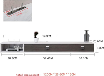 Floating TV Unit Wall 120cm Mounted Media Console Cabinet Grey White