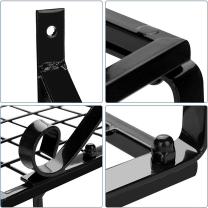 Metal Hanging Pan Pot Rack Wall Mounted With 10 Hook Holders Kitchen Storage