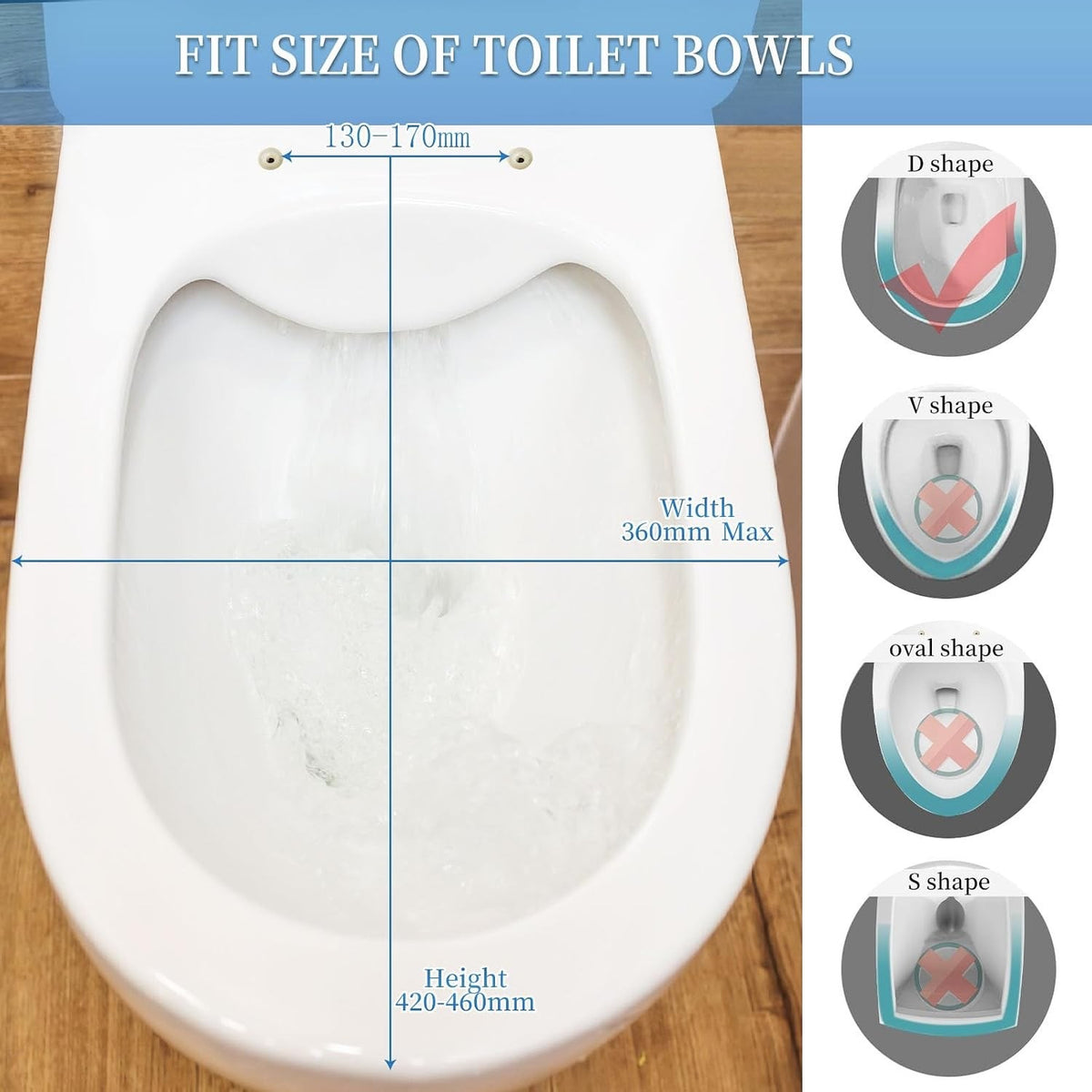 D Shape Toilet Seat Soft Close Quick Release Top Fix 46x36cm White Bathroom