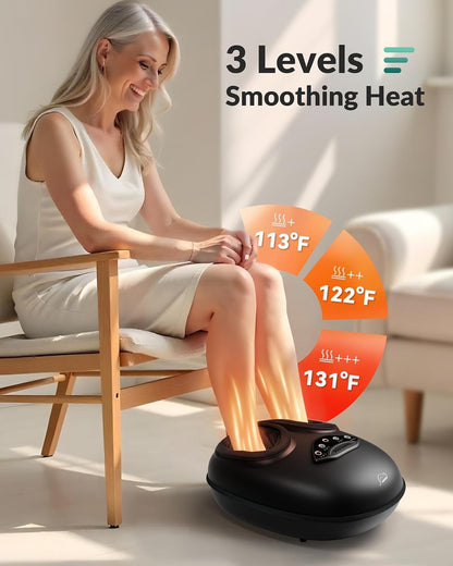 Shiatsu Foot Massager w Heat Deep Kneading Compression Vibration Fits Size 14
