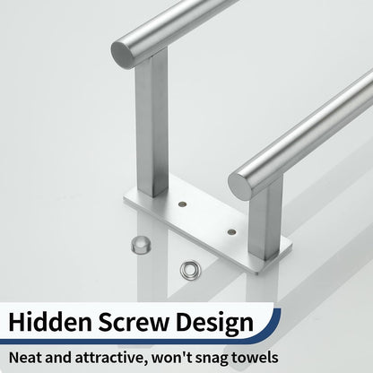 Towel Rail Double Bathroom Holder 70cm Brushed Stainless Steel Wall Mounted Rack