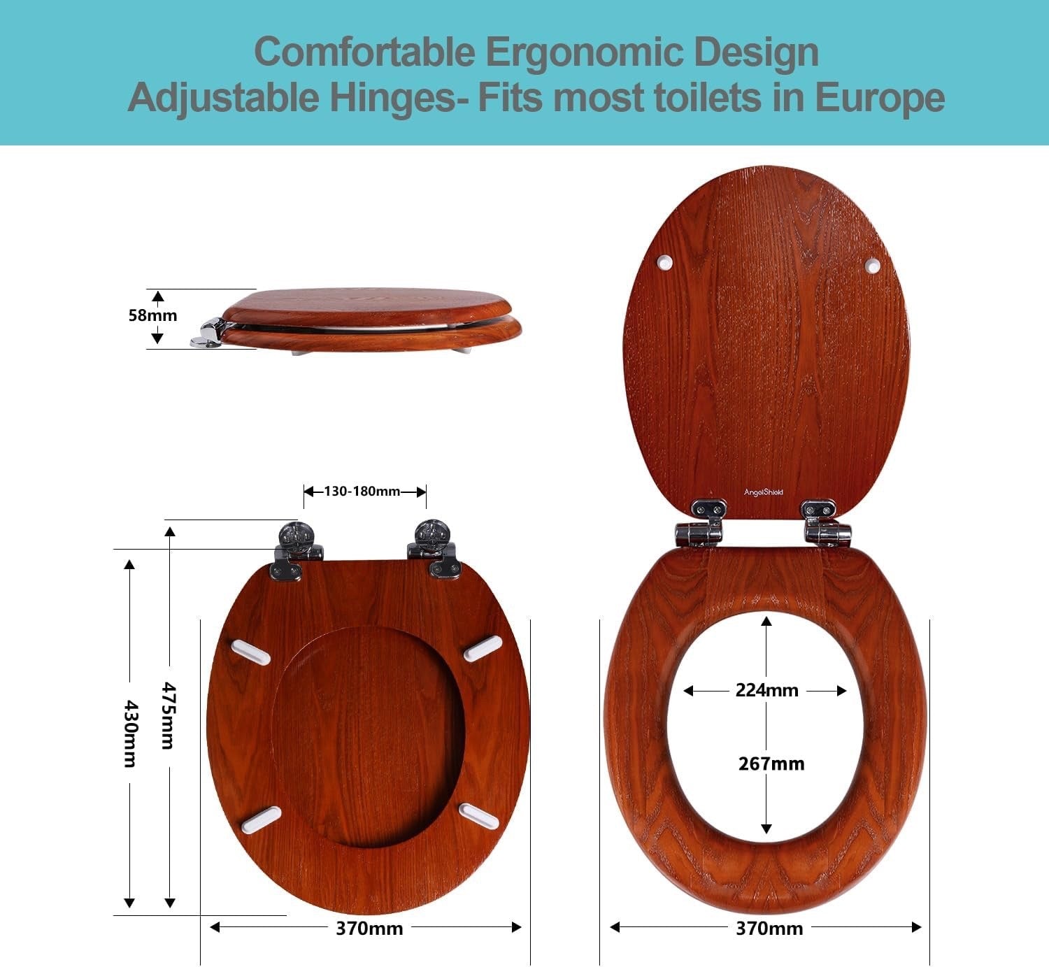 Wooden Toilet Seat Bathroom Soft Close Quick Release Antique Pine Easy Clean