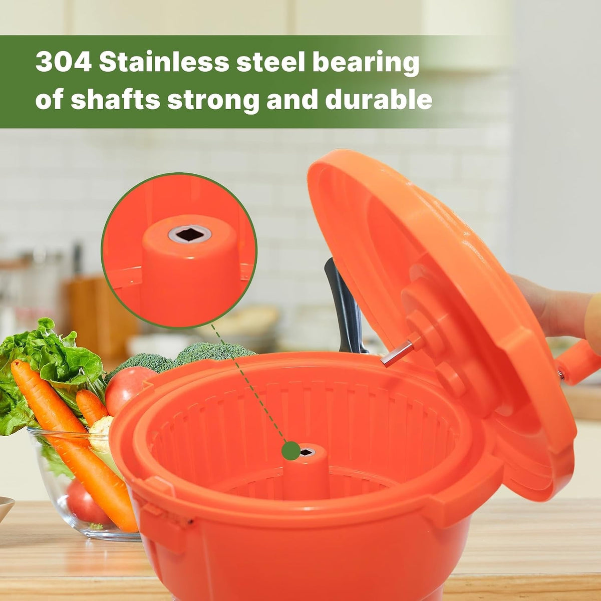 Commercial Salad Spinner Dryer 20L 5 Gal Manual Lettuce Vegetable Drainer Orange