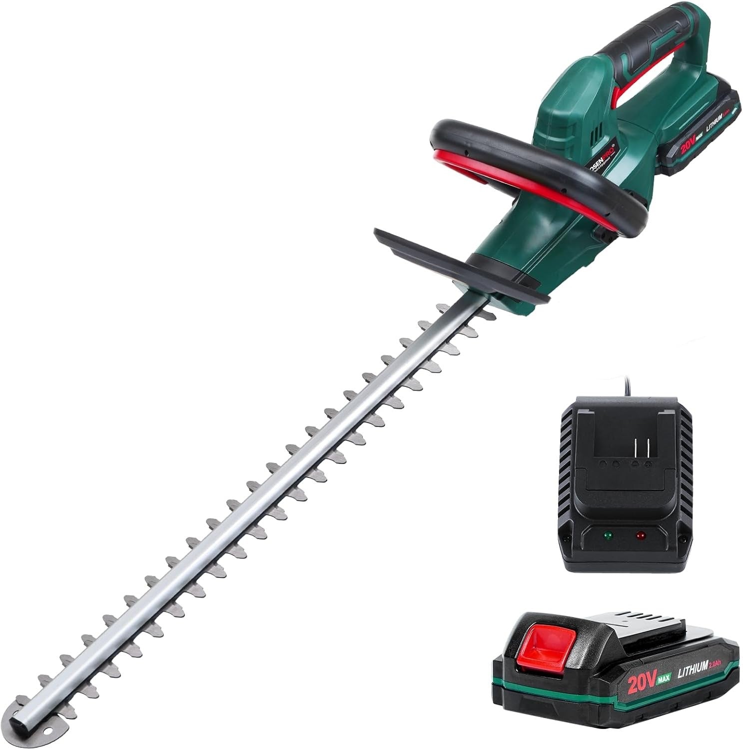 POSENPRO 20V Cordless Hedge Trimmer 520mm Blade with 2.0Ah Battery & Charger