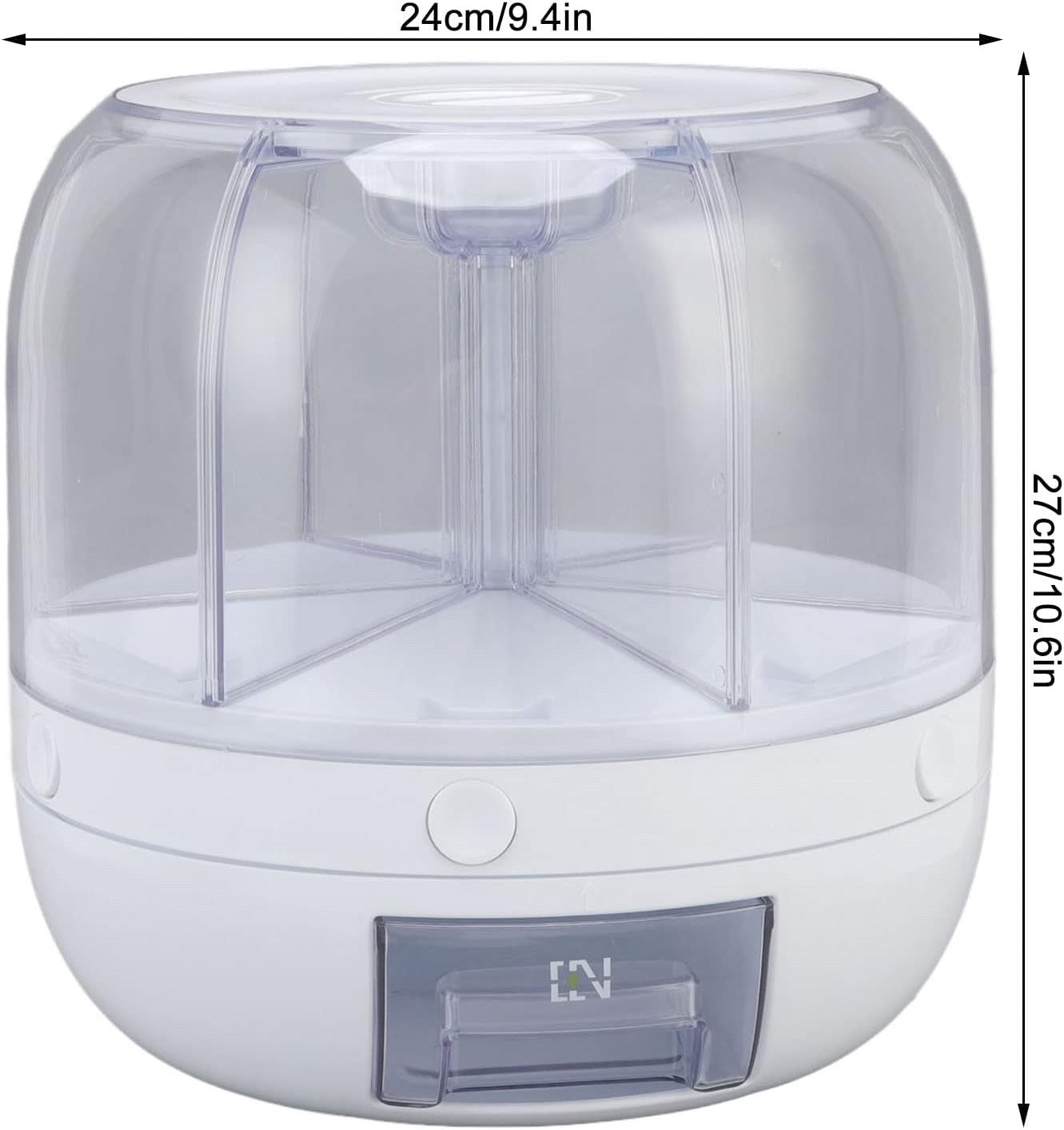 Rotating Dry Food Dispenser 6 Grid Rice Cereal Grain Storage Container Box