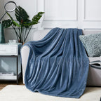 Large Fleece Throw Blanket 270x230cm Soft Warm Sofa Bed Silver Blue