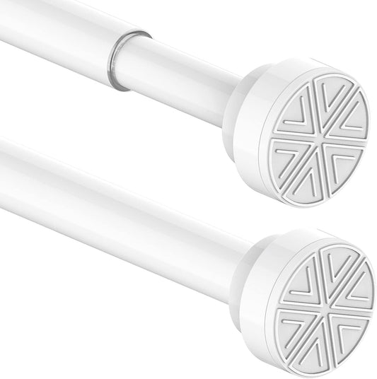 Shower Curtain Pole No Drill Tension Rod 190-410cm White 32mm Bathroom Heavy