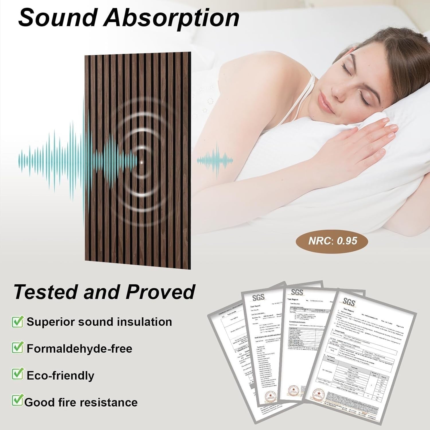 Acoustic Wood Slat Wall Panels 2400x600mm Sound Absorbing Foldable Black Walnut