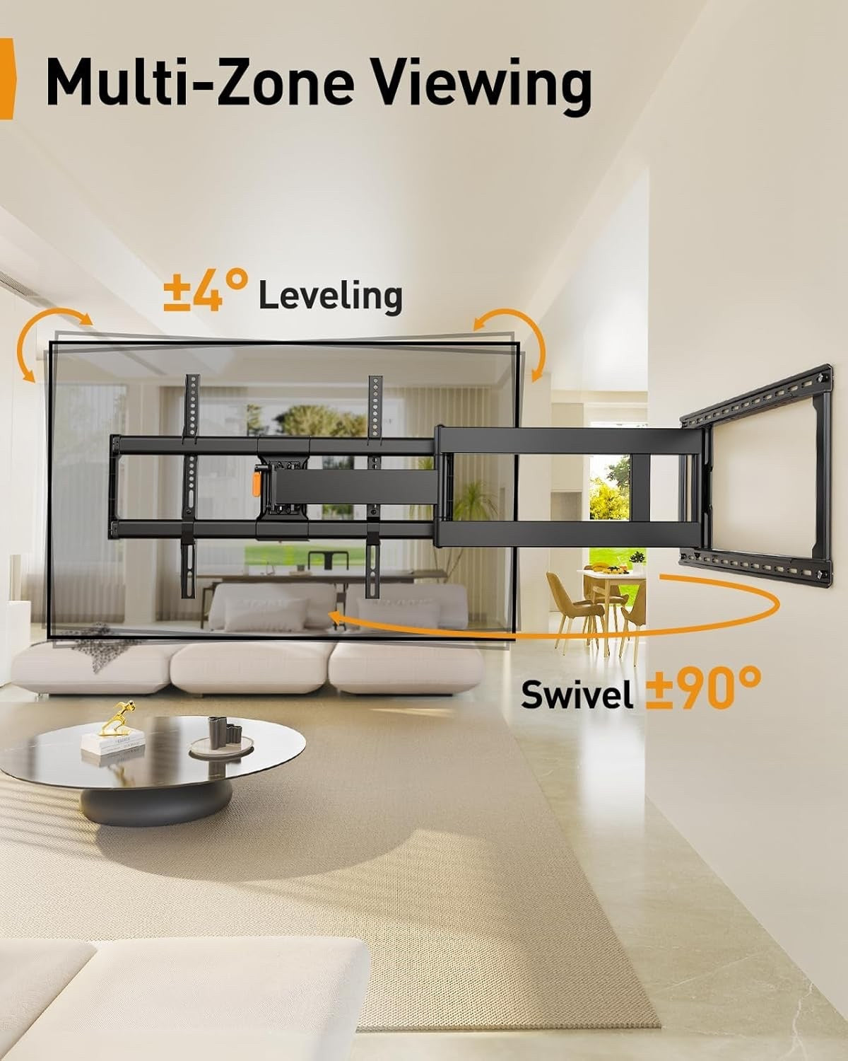 TV Wall Bracket Mount 42-97 Inch Long Arm Full Motion Swivel Tilt 68kg Black