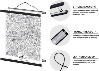 Poster Frame Magnetic Wooden 70cm Black B1 Art Print Hanger Wall Display Rail