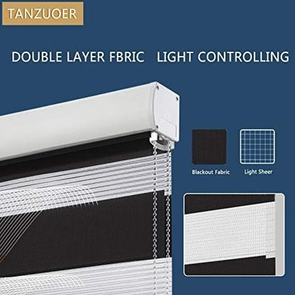 Black Zebra Roller Blind 150x150cm Day Night Dual Layer Window Shade Blind