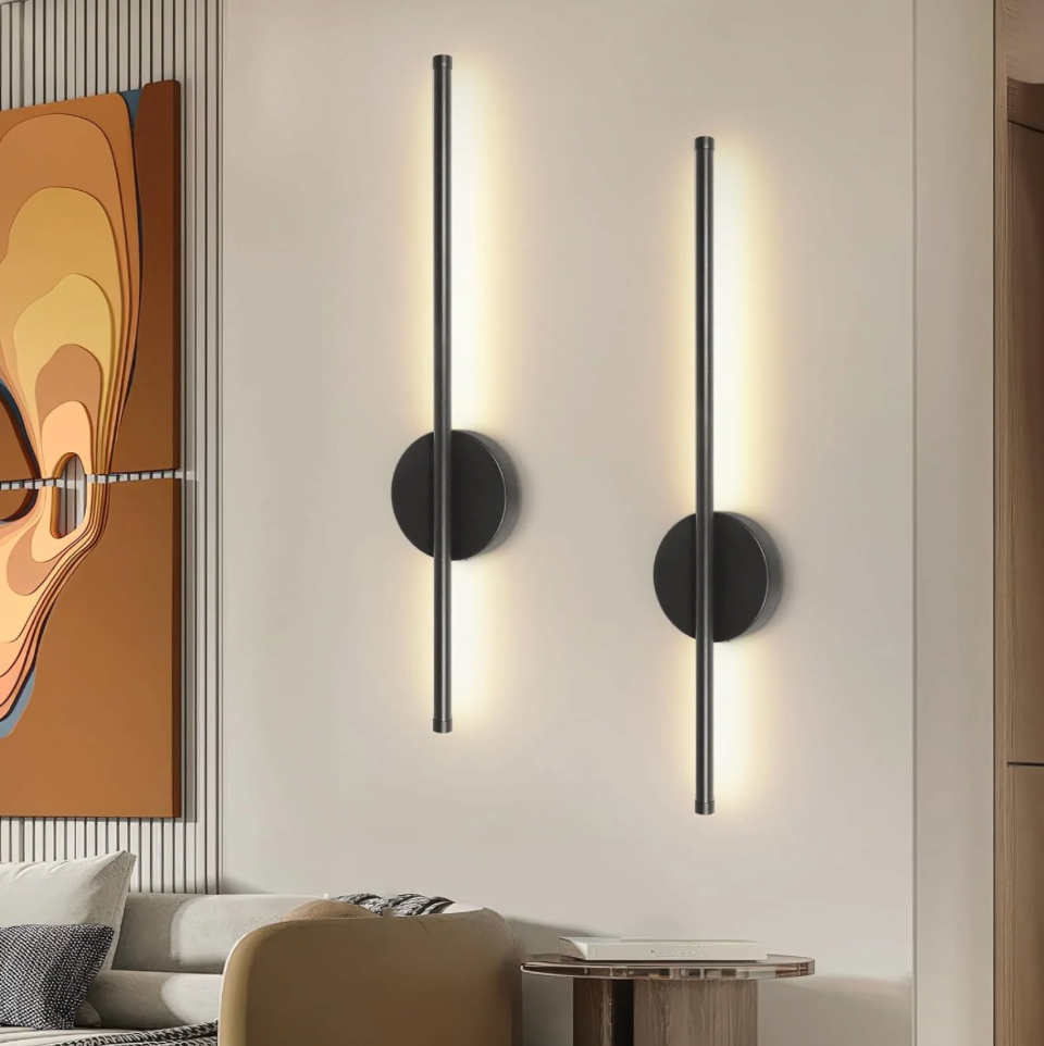 2x Wireless Rechargeable Wall Sconce Lights Black Dimmable Remote