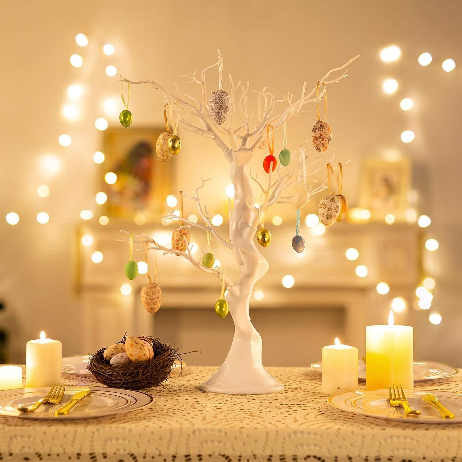 Sziqiqi 75cm White Twig Tree Easter Tree Centrepieces for Indoor Outdoor White