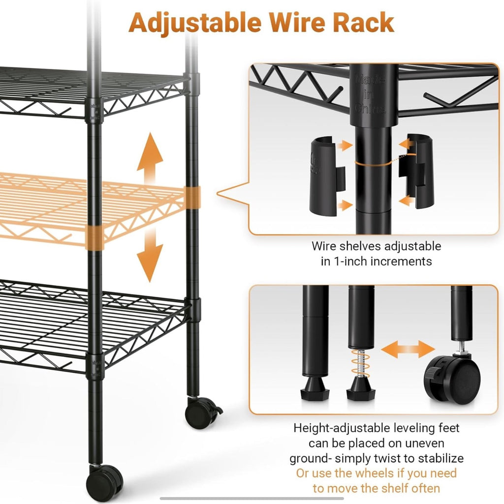 Simple Deluxe 5-Shelf Heavy Duty Storage Shelving Unit, With Height Adjustable S