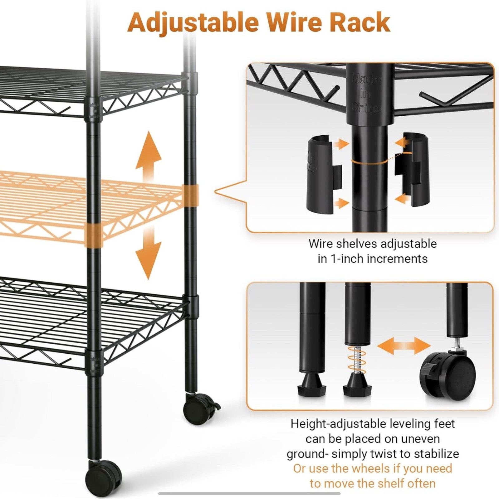 Simple Deluxe 5-Shelf Heavy Duty Storage Shelving Unit, With Height Adjustable S