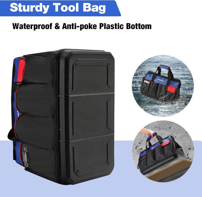 WORKPRO Tool Bag 18 Inch Tool Bag with Waterproof Molded Base Blue Black