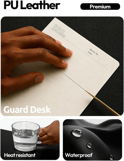 Desk Mat Mouse Pad Large 100x50cm Black Faux Leather Waterproof Non Slip