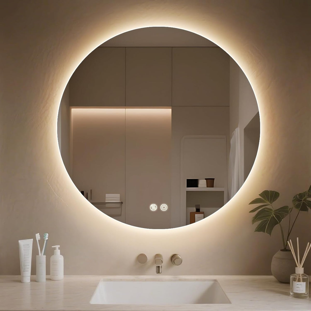 LED Bathroom Mirror Lights 50cm Asymmetric Backlit Anti Fog Dimmable 3 Colours