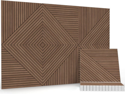 Acoustic Wall Panels Sound Absorbing 6 Pack Teak Wood Effect Self Adhesive 60cm
