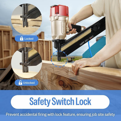Framing Nail Gun Pneumatic 34 Degree 50-83mm Meite SN3483F Angled Air Nailer