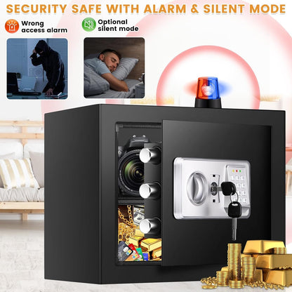 Digital Safe Box 34L Home Security Fireproof Money Bag Removable Shelf Black