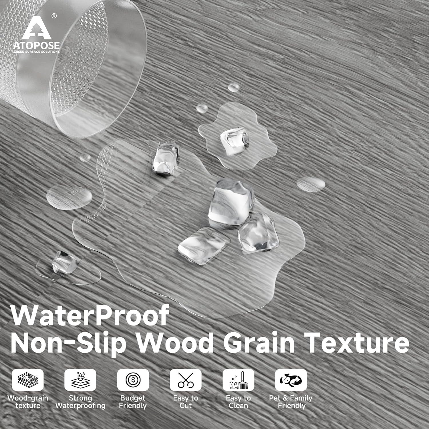 36 Pack Peel and Stick Vinyl Flooring Planks Dark Grey Wood 5.02m²