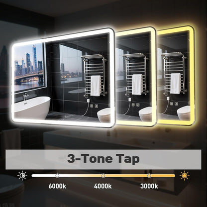 LED Bathroom Vanity Mirror 500x700mm 3 Colour Dimmable Anti Fog Touch Control