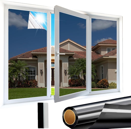 One Way Window Film Mirror Privacy UV Heat Reflective Black Silver Tinted