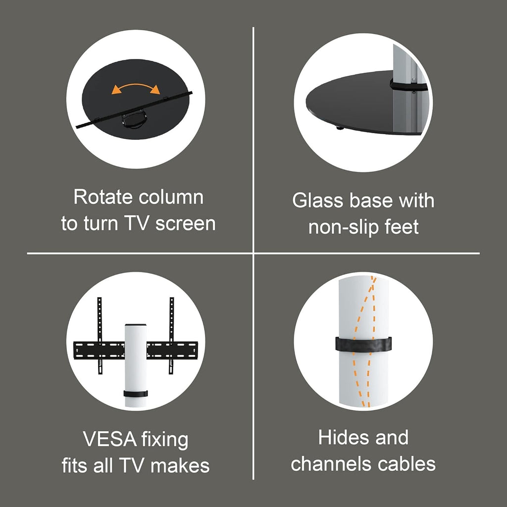 MAHARA Swivel Column TV Stand - for 32 to 55 inch TVs-Universal freestanding sil