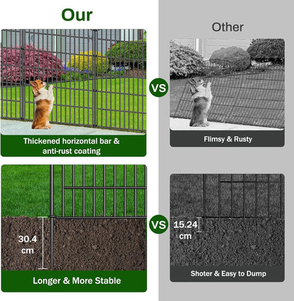 Metal Garden Fence Panels Dog Barrier 10 Panel Gate 102cm High 7.2m Long Black