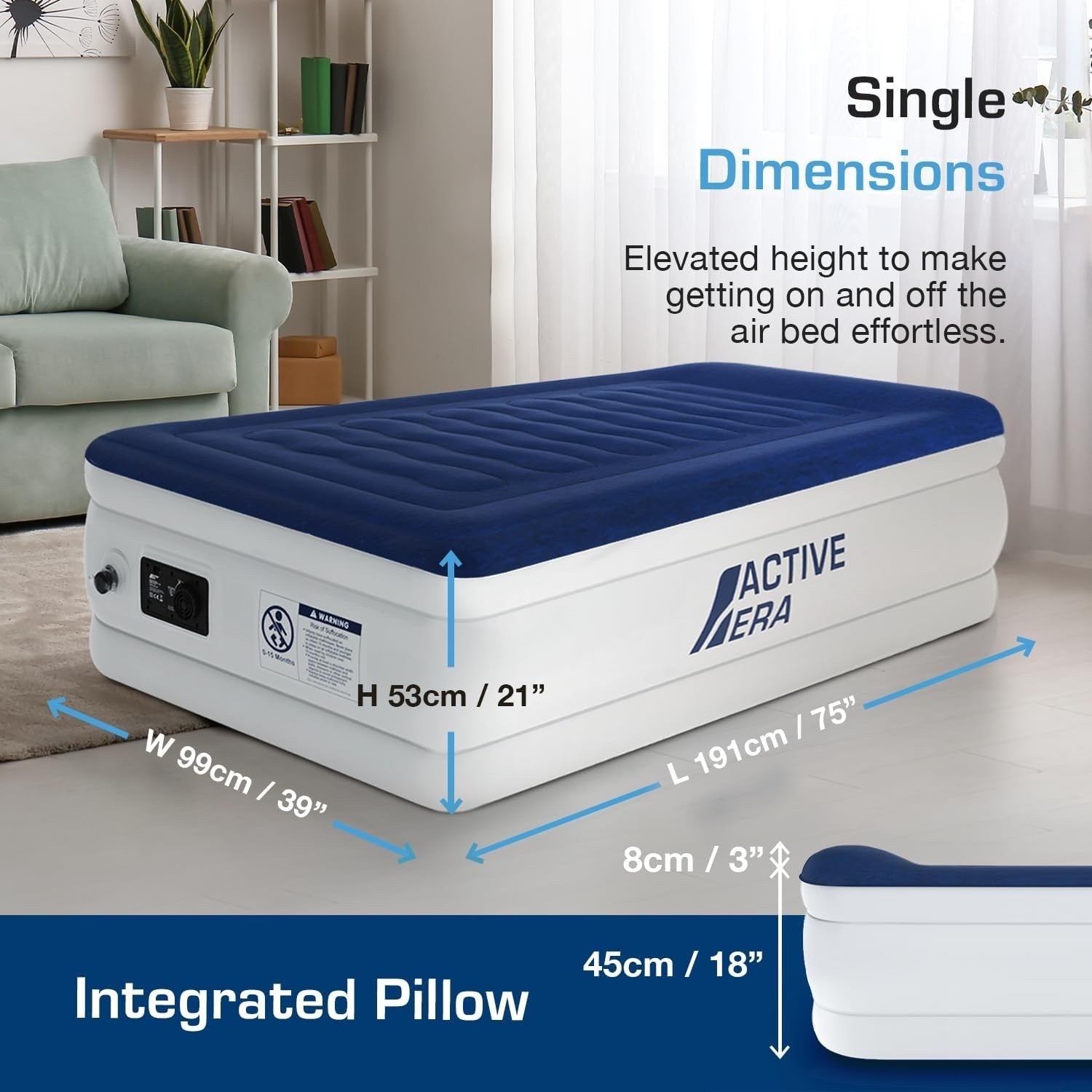Active Era Luxury Single Self Inflatable Mattress Flock Coating
