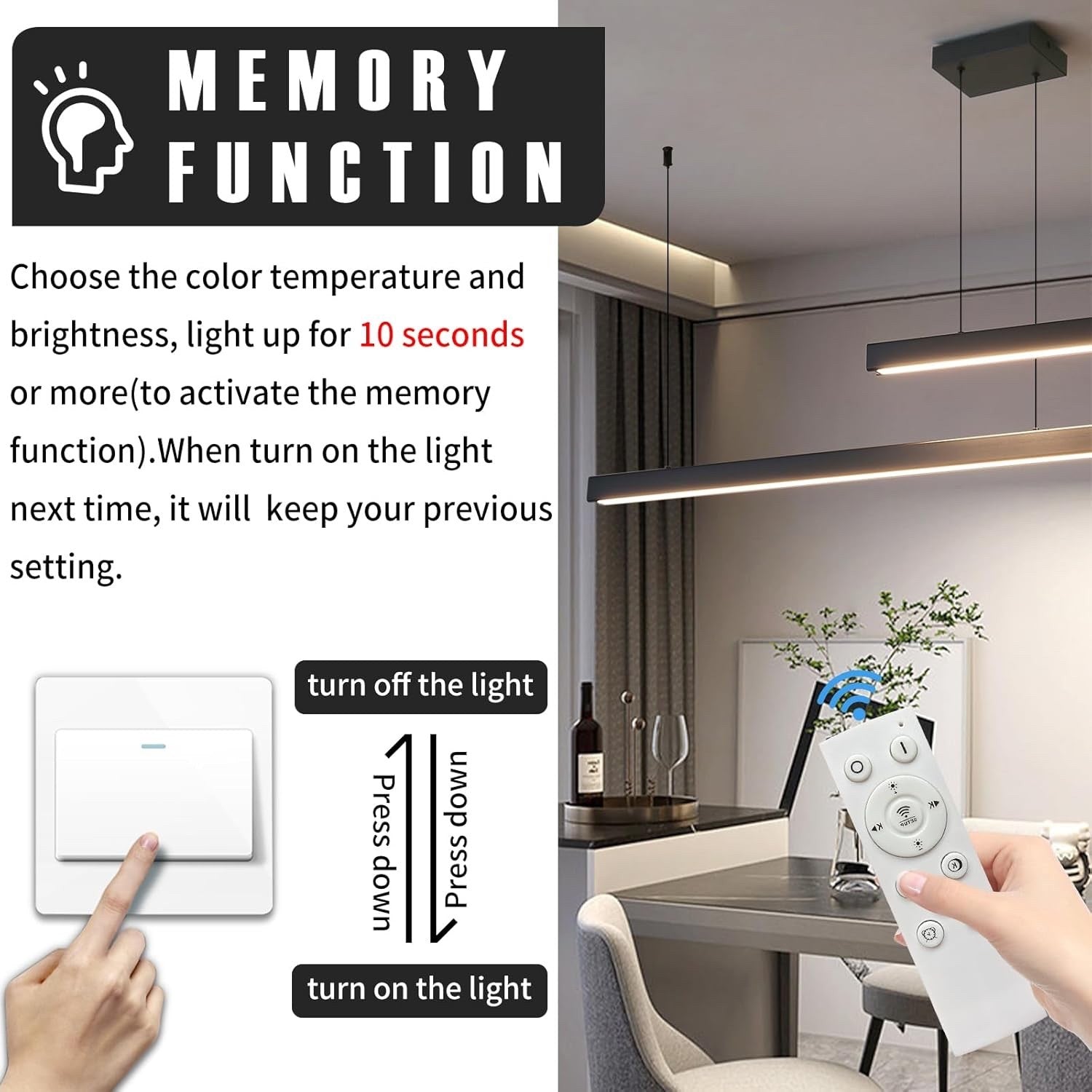 200cm Dimmable LED Pendant Light Kitchen Island Dining Table 10-100%